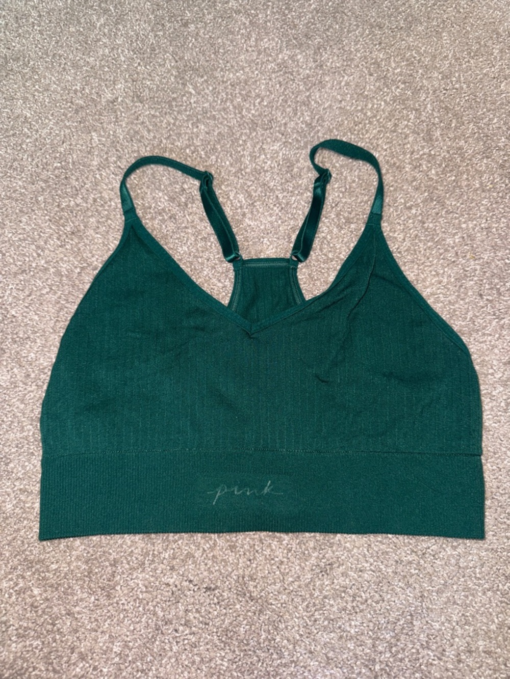 PINK Victoria's Secret Forest Green Seamless Bralette